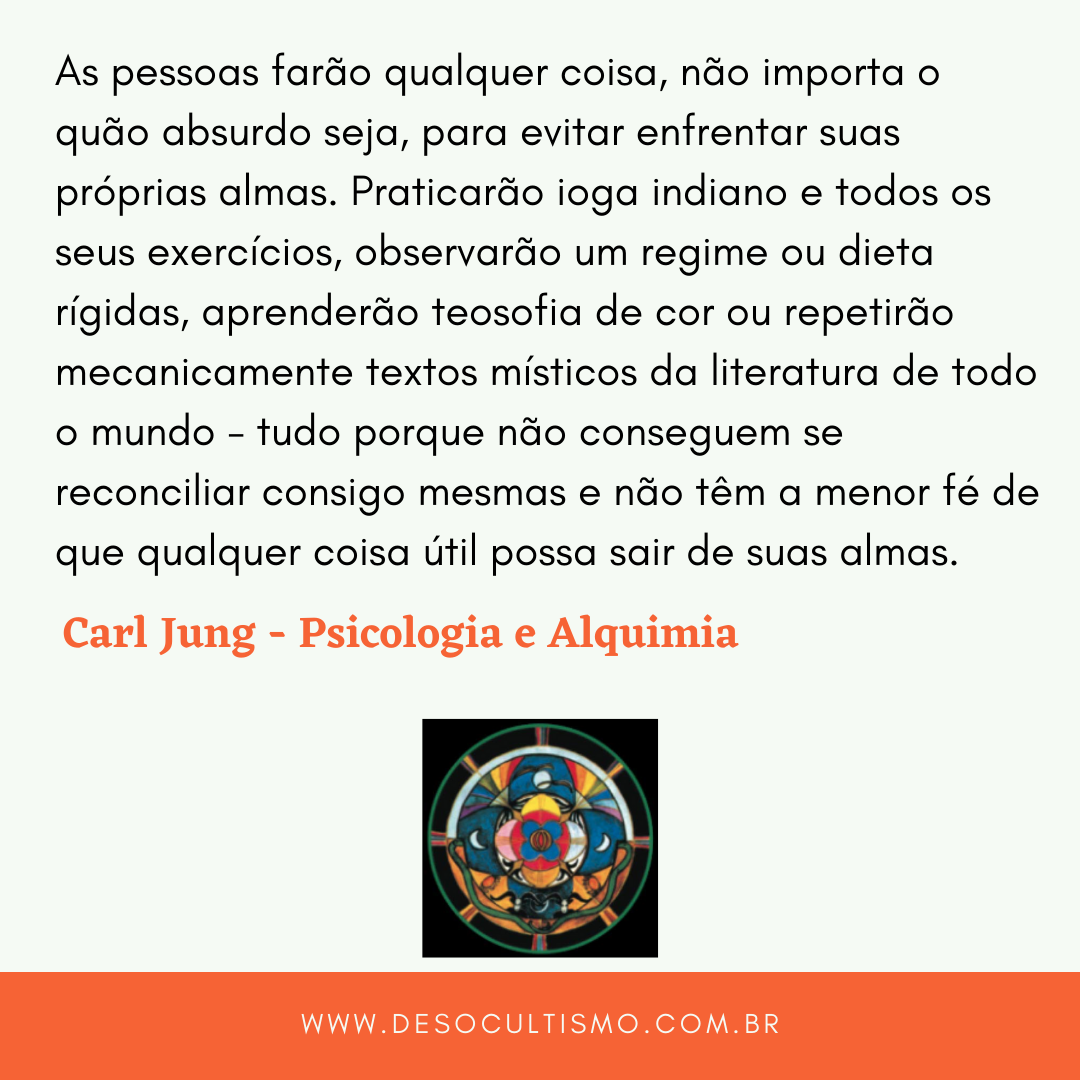 Citação de Carl Jung sobre autoconhecimento, acompanhada por uma pequena mandala colorida.